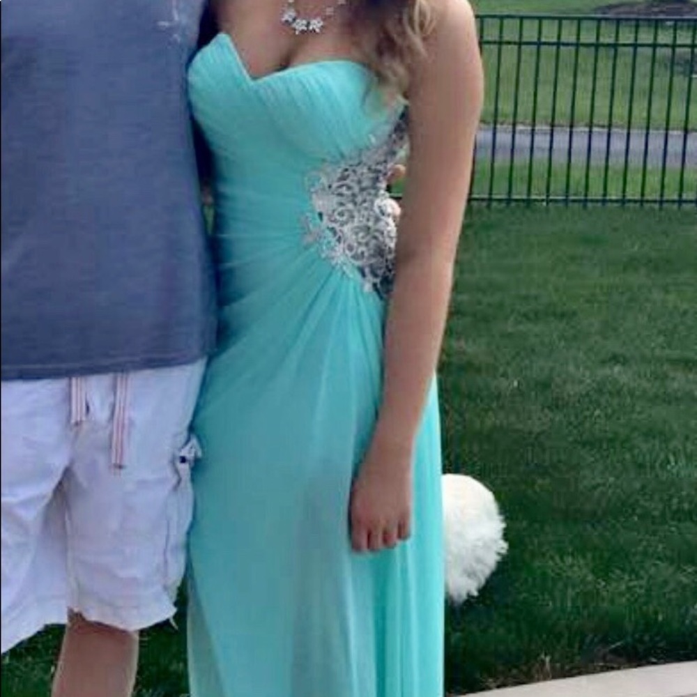 Aqua blue prom dress